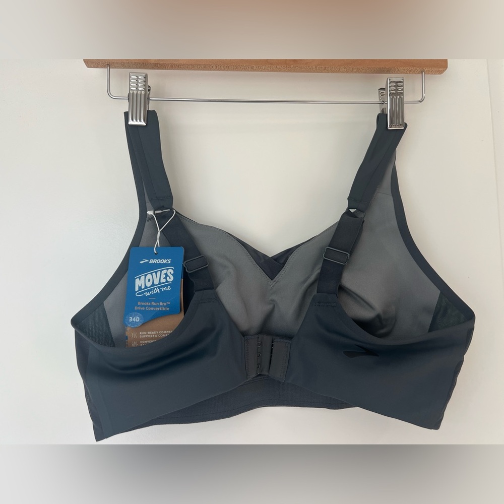 BROOKS Molded Cup Drive Convertible Run Sports Bra 34D Asphalt Color NWT - Picture 2 of 8